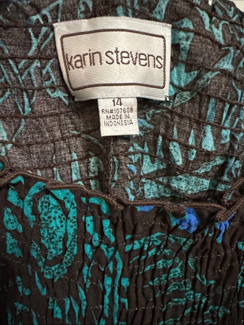 Karin Stevens Summer Maxi Dress Ruffled Straps Aztec Print Flowy Womens 14 Light